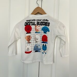 Zara Boys 3-4 Years White Gamer Long Sleeve Top Digital Buddies Video Game